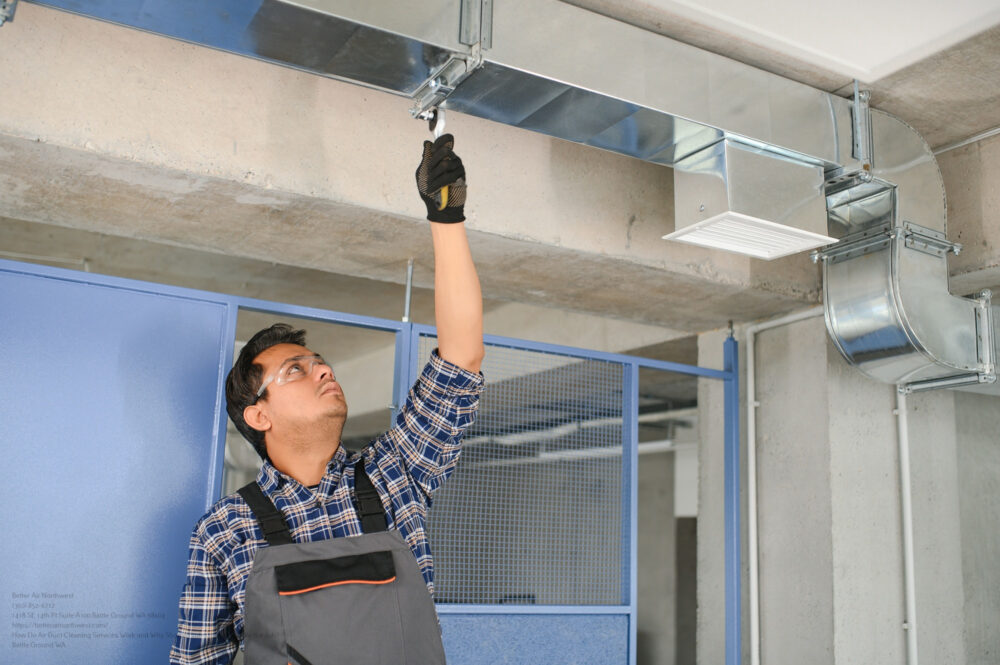 Ventilation Cleaning. Specialist At Work. Repair Ventilation System (hvac). Industrial Background